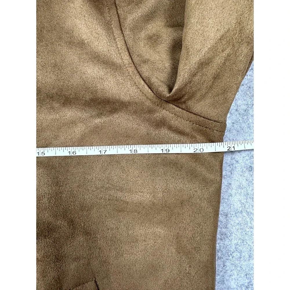 PX CLOTHING Bomber Jacket Brown Faux Suede Full Zipper Front Men's Small
